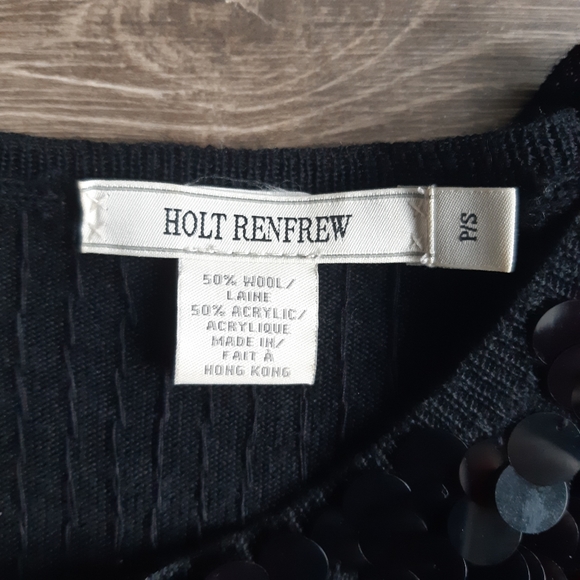 Holt renfrew black beaded knit top. Wool blend. Really beautiful - Picture 3 of 4